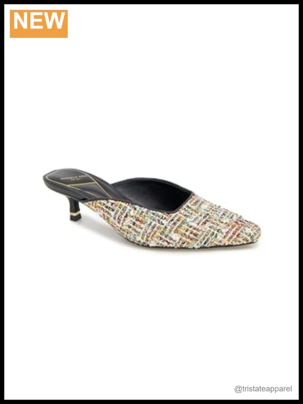 Women's Metallic Fabric Kitten Heel Mules